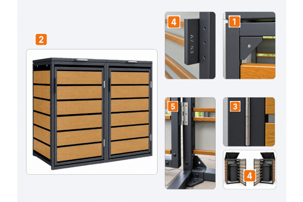 ZABUDOWA ŚMIETNIKOWA 2x120L kolor DREWNO